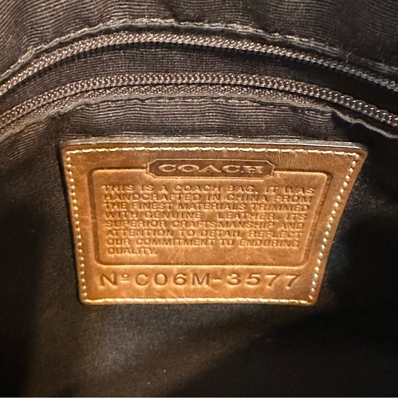 Coach Signature Soho Tan Brown Leather Canvas Slim Shoulder Bag Y2K - Picture 10 of 12